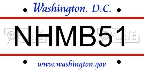 NHMB51 District Of Columbia License Plate