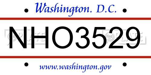 NHO3529 District Of Columbia License Plate