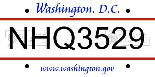 NHQ3529 District Of Columbia License Plate