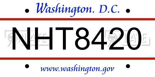 NHT8420 District Of Columbia License Plate