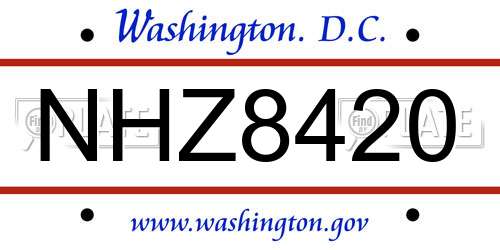 NHZ8420 District Of Columbia License Plate