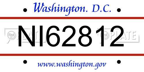 NI62812 District Of Columbia License Plate