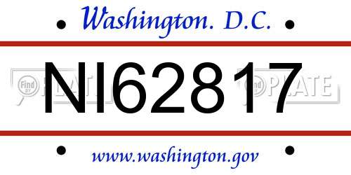 NI62817 District Of Columbia License Plate