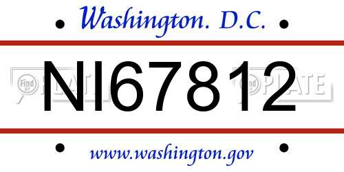 NI67812 District Of Columbia License Plate