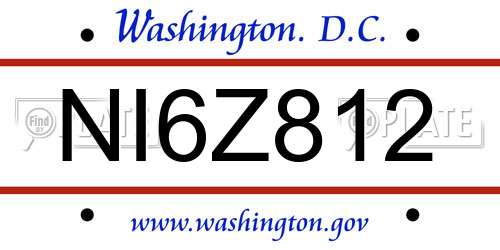 NI6Z812 District Of Columbia License Plate