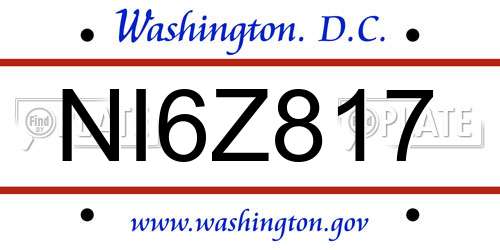 NI6Z817 District Of Columbia License Plate
