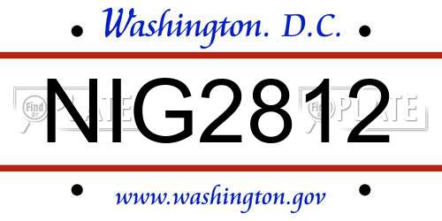 NIG2812 District Of Columbia License Plate