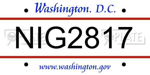 NIG2817 District Of Columbia License Plate