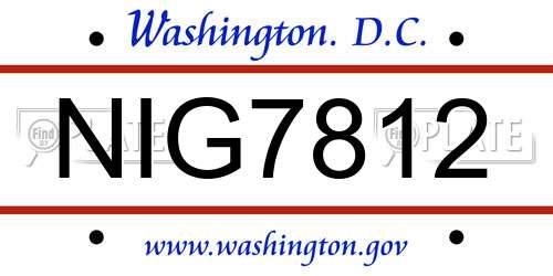 NIG7812 District Of Columbia License Plate