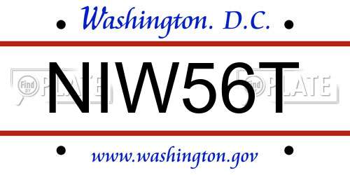 NIW56T District Of Columbia License Plate