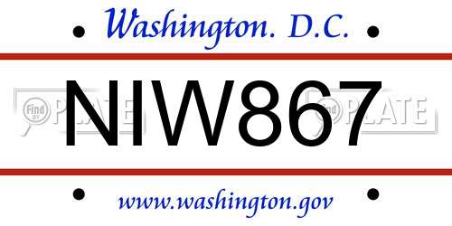 NIW867 District Of Columbia License Plate
