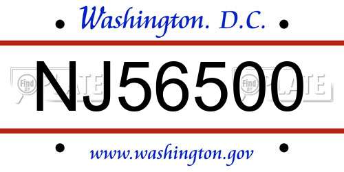 NJ56500 District Of Columbia License Plate