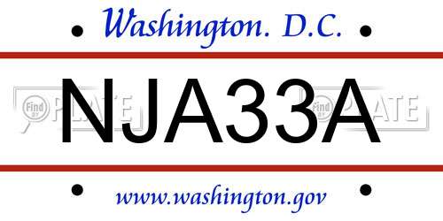 NJA33A District Of Columbia License Plate