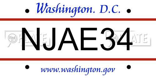 NJAE34 District Of Columbia License Plate