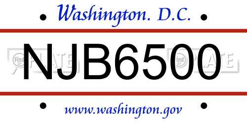 NJB6500 District Of Columbia License Plate
