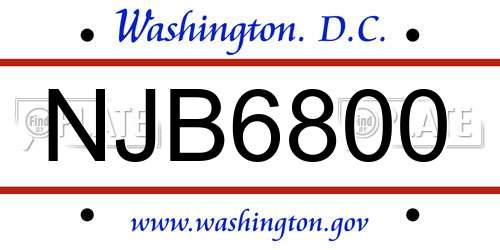 NJB6800 District Of Columbia License Plate