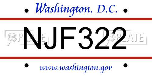 NJF322 District Of Columbia License Plate