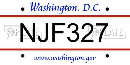 NJF327 District Of Columbia License Plate