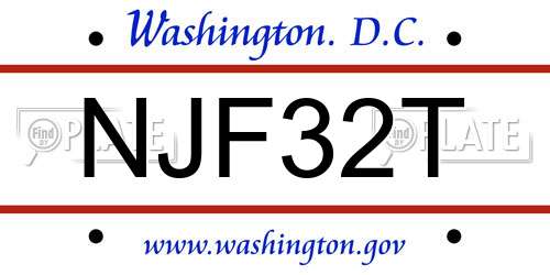 NJF32T District Of Columbia License Plate