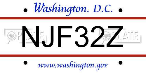 NJF32Z District Of Columbia License Plate