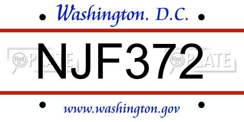 NJF372 District Of Columbia License Plate