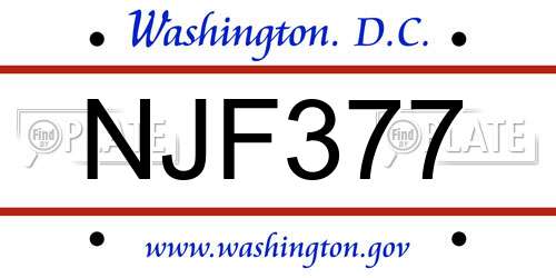 NJF377 District Of Columbia License Plate