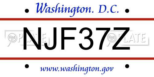 NJF37Z District Of Columbia License Plate