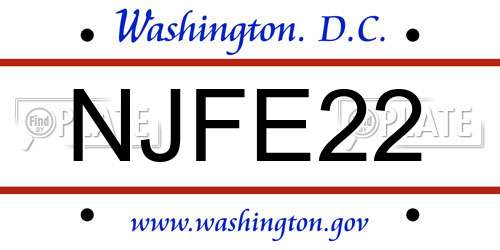 NJFE22 District Of Columbia License Plate