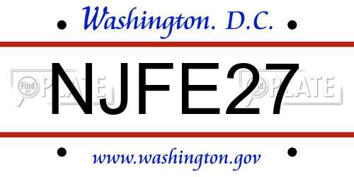 NJFE27 District Of Columbia License Plate