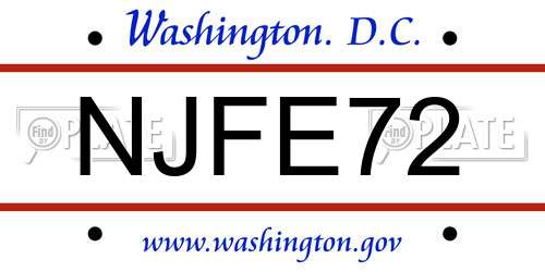 NJFE72 District Of Columbia License Plate