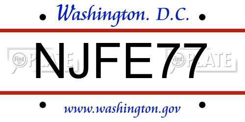 NJFE77 District Of Columbia License Plate