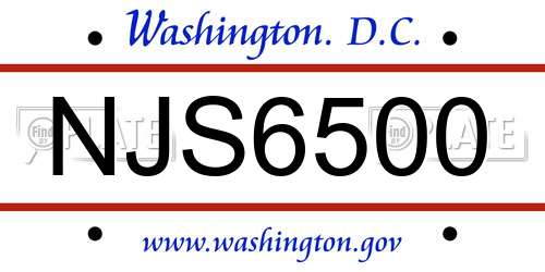 NJS6500 District Of Columbia License Plate
