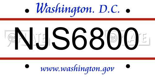 NJS6800 District Of Columbia License Plate