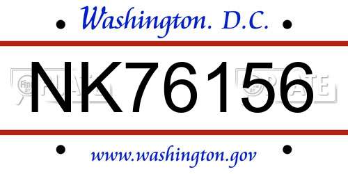 NK76156 District Of Columbia License Plate