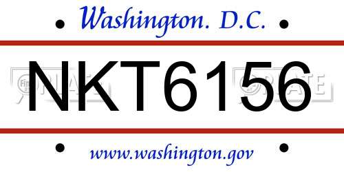 NKT6156 District Of Columbia License Plate