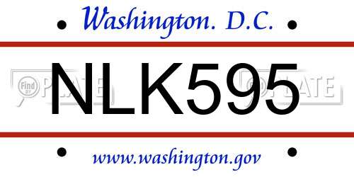 NLK595 District Of Columbia License Plate