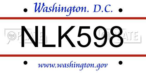 NLK598 District Of Columbia License Plate