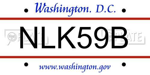 NLK59B District Of Columbia License Plate