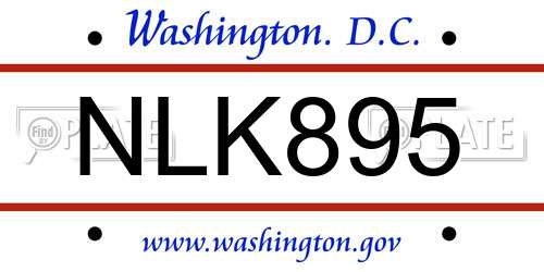 NLK895 District Of Columbia License Plate