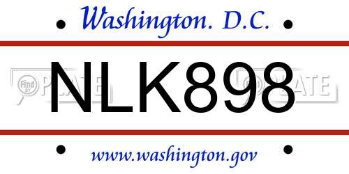 NLK898 District Of Columbia License Plate