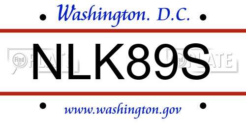 NLK89S District Of Columbia License Plate