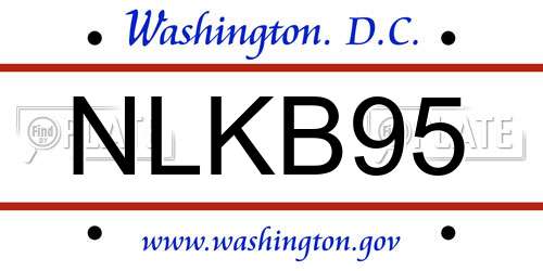 NLKB95 District Of Columbia License Plate