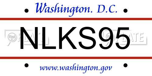 NLKS95 District Of Columbia License Plate