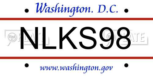 NLKS98 District Of Columbia License Plate