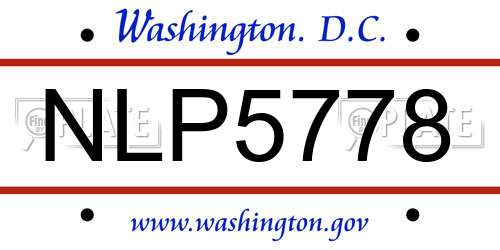 NLP5778 District Of Columbia License Plate