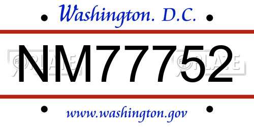 NM77752 District Of Columbia License Plate