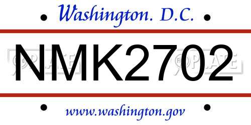 NMK2702 District Of Columbia License Plate
