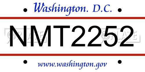 NMT2252 District Of Columbia License Plate