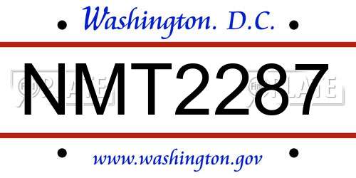 NMT2287 District Of Columbia License Plate