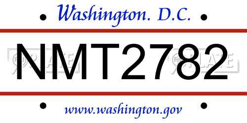 NMT2782 District Of Columbia License Plate